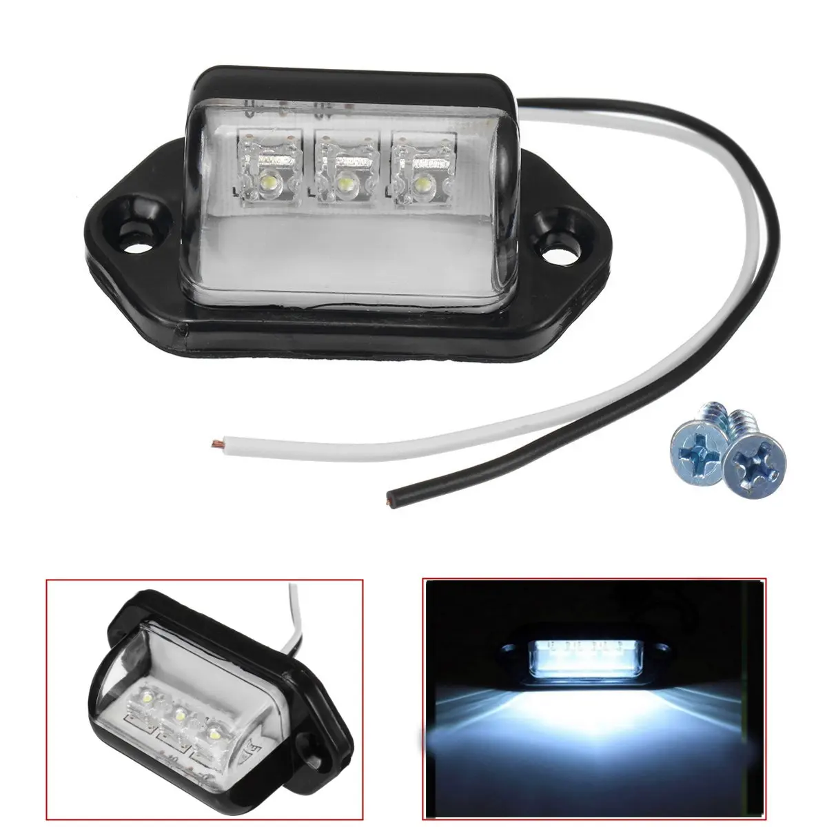 

12V 24V налобный фонарь на 3 светодиодах Подсветка номер авто Освещение номерного знака задний фонарь освещения номерного знака пикап внешний ...
