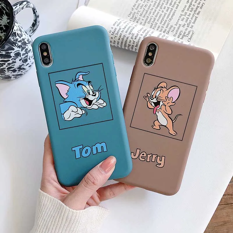 Забавный чехол для телефона Tom Jerry для iPhone 11Pro X XS Max XR 6 6S 7 8 Plus, мягкий силиконовый защитный чехол из ТПУ с милым мультяшным котом Маусом