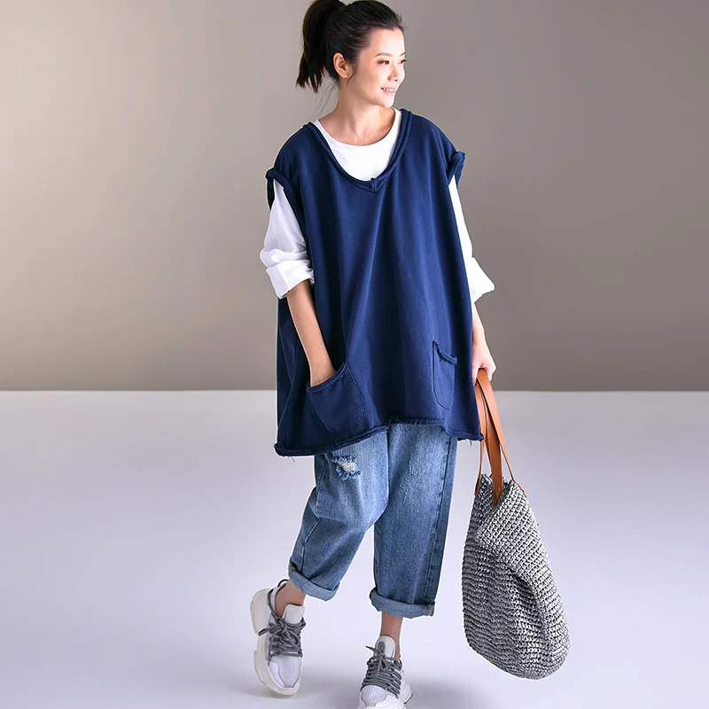 MICOCO V2018 носить жилет с вязаным жилетом над хлопковой водолазкой | Женская одежда