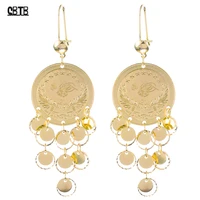 middle eastern muslim turkish jewelry fashion earrings gold plating coin tassel dangle earrings luxury jewelry for women