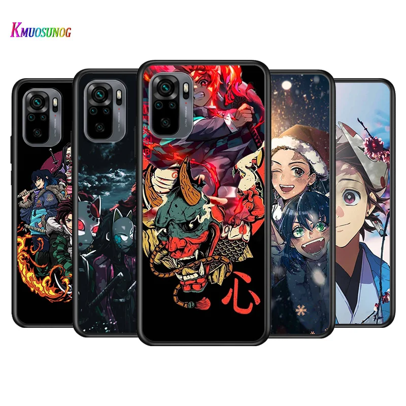 

Hot Anime Demon Slayer Kimetsu No Yaiba For Xiaomi Redmi Note 10S 10 9T 9S 9 8T 8 7S 7 6 5A 4X Pro Max Black Phone Case