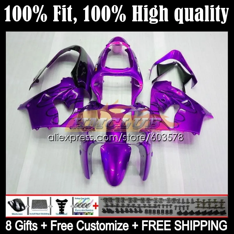 

Injection Body For KAWASAKI NINJA ZX9 ZX 9R 9 R 900 ZX900 CC 118CL.86 ZX9R 00 01 900CC ZX-9R 2000 2001 OEM Fairings Purple black