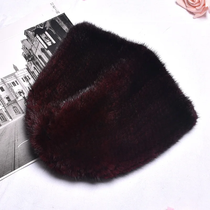 Mink fur hat for men and women UNISEX Real Mink fur weaving Warm simple versatile with high elasticity