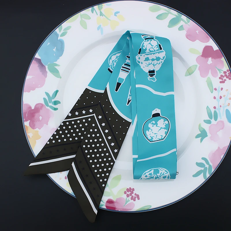 Дизайнерский женский Шелковый шейный шарф с принтом Саржевые женские шарфы