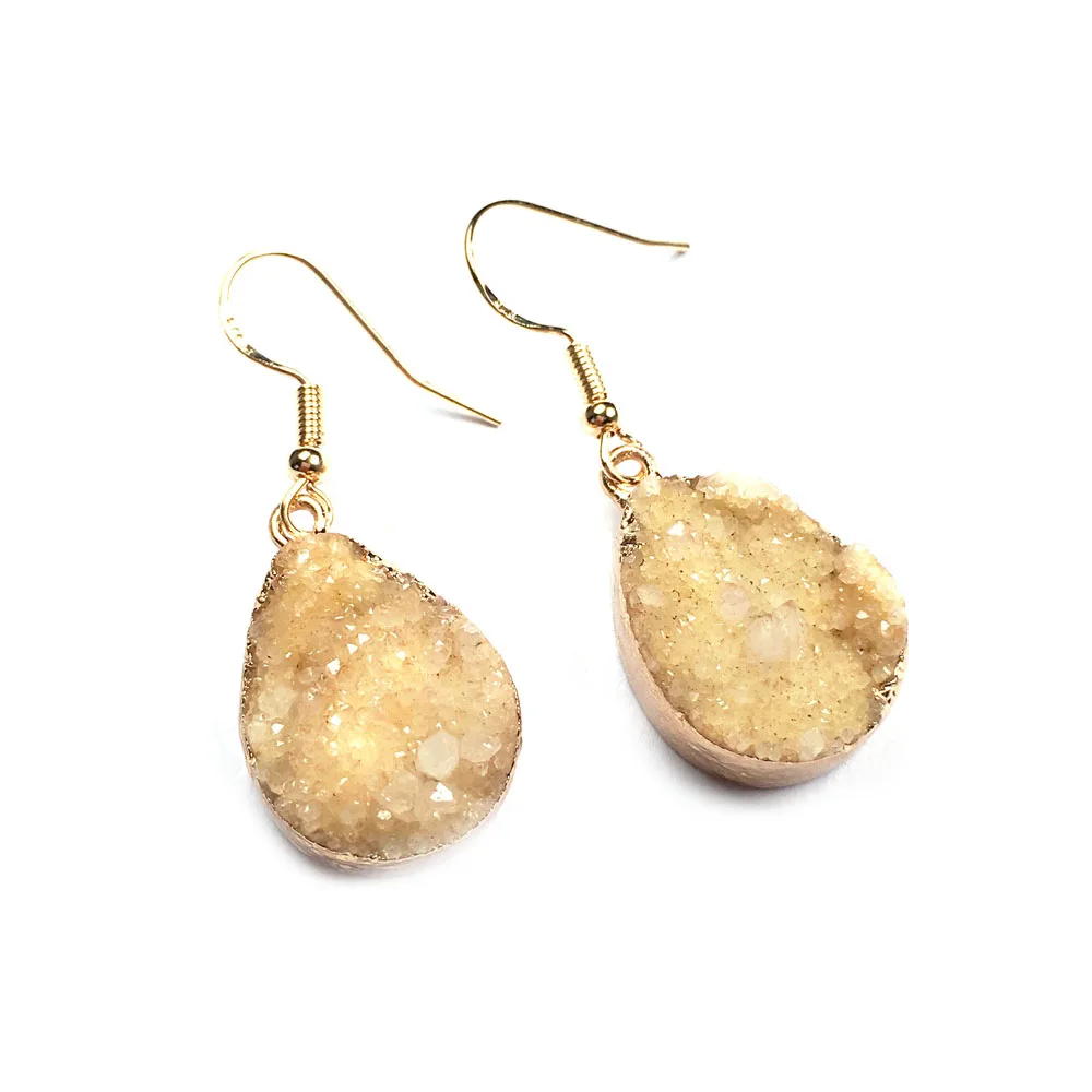 

New Women 11 Colors Natural Water Drop Shape Agates Stone Earrings15x25mm