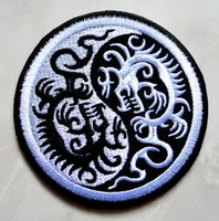 hot beautiful yin yang black white dragon embroidered iron on patch %e2%89%88 7 cm