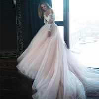 marvelous long sleeves a line bride wedding gowns tulle with lace appliques vestidos de novia bridal gowns spring robe de mariee