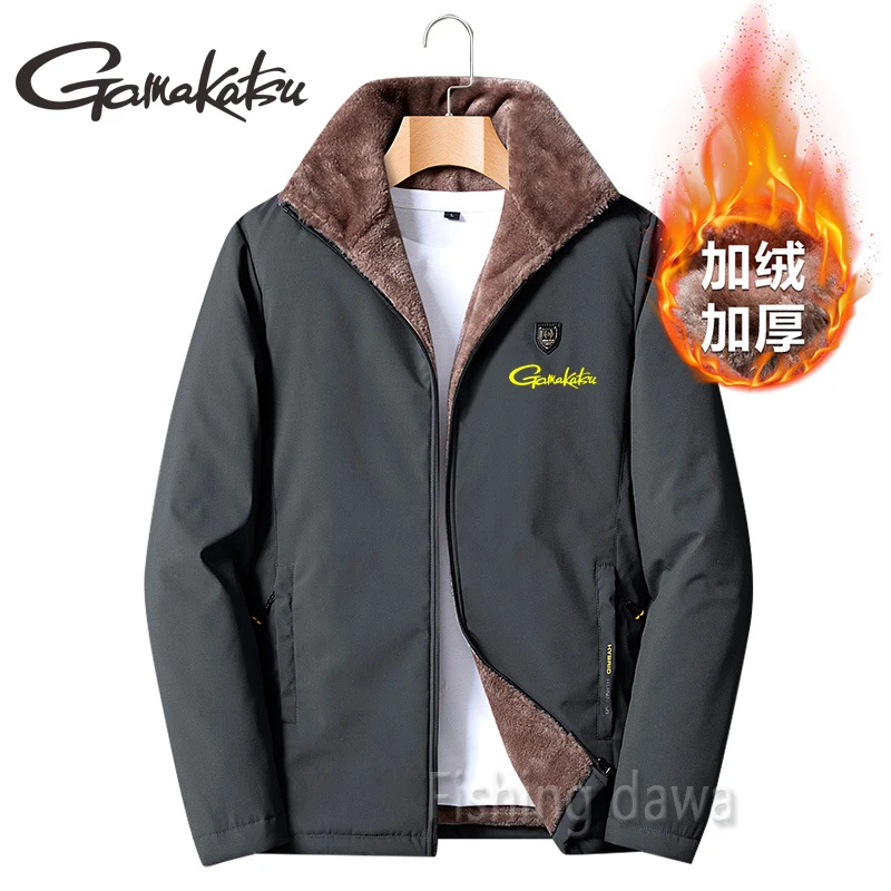 

Gamakatsu Fishing Clothing For Men Windproof Velvet Fishing Coat Solid Thicken Thermal Daiwa Clothes Hiking Outdoor Sports Warm