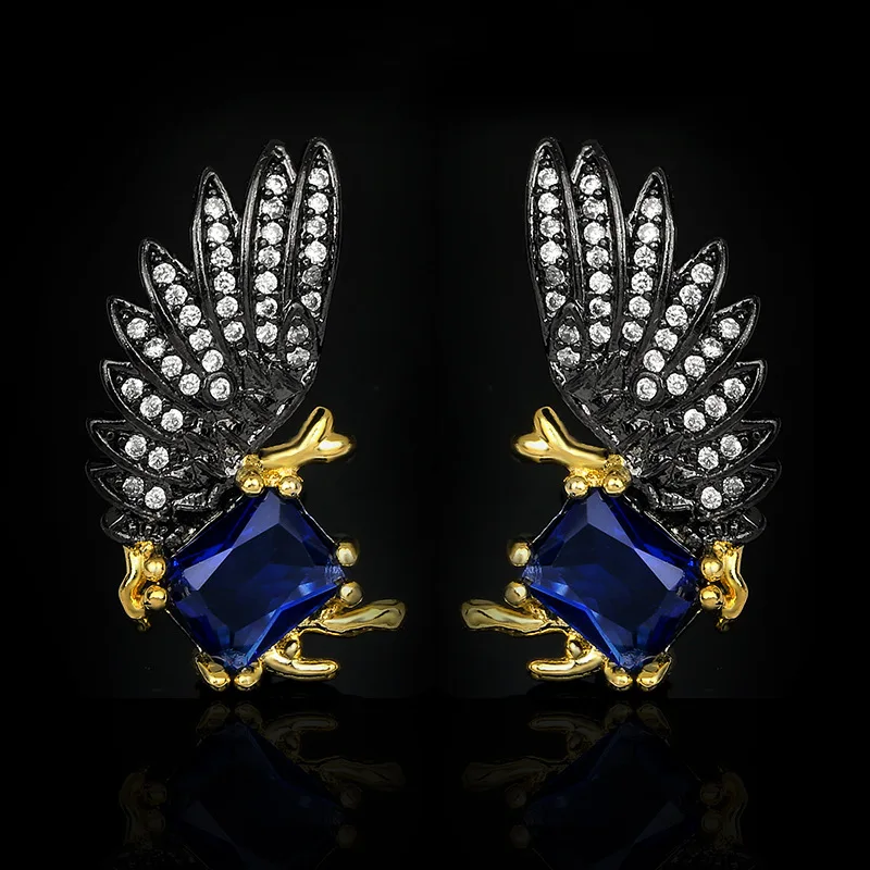

Exaggerated Women's AAAA Blue Zircon Earrings Wing Shape Women's Earrings Exquisite Bridal Wedding Jewelry Women for Earrings