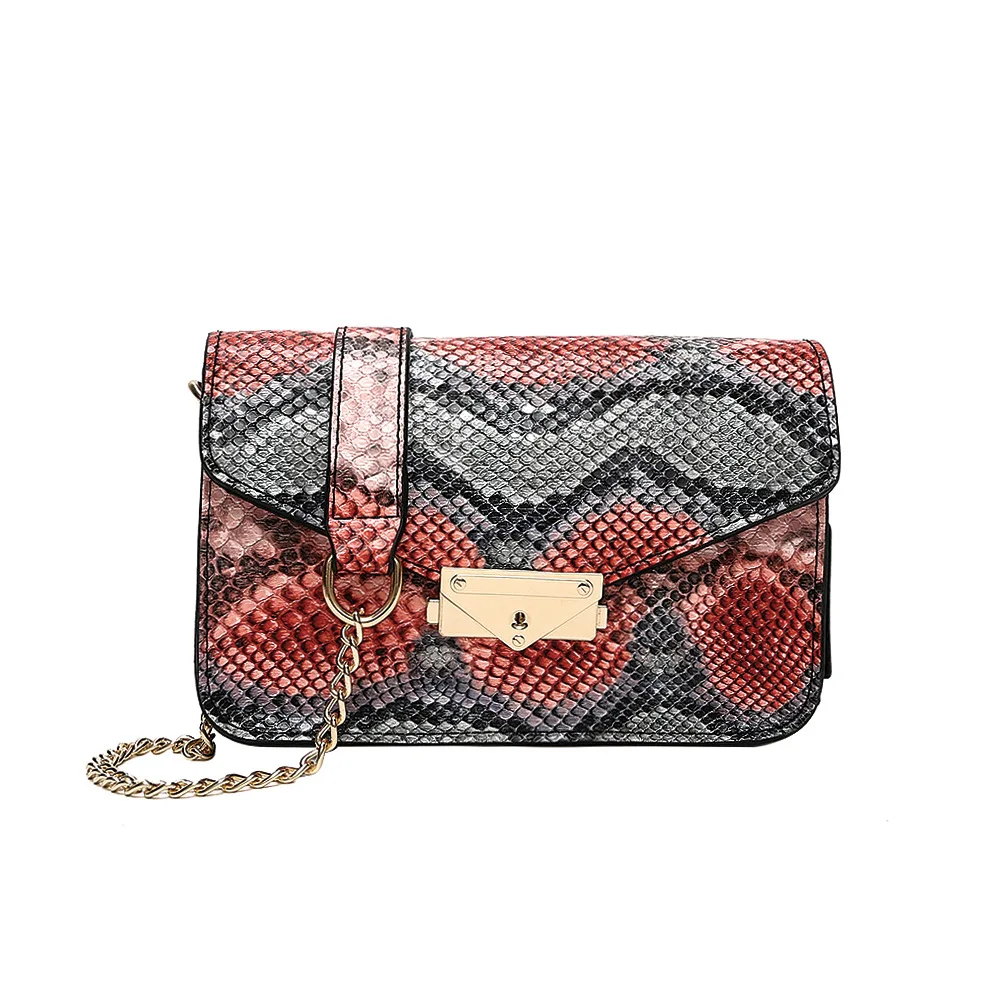 

Exclusive Original Fast Fashion Women's Bag 2020 Summer Snake Pattern Lock Chain Small Bag Factory in Stock One Piece
