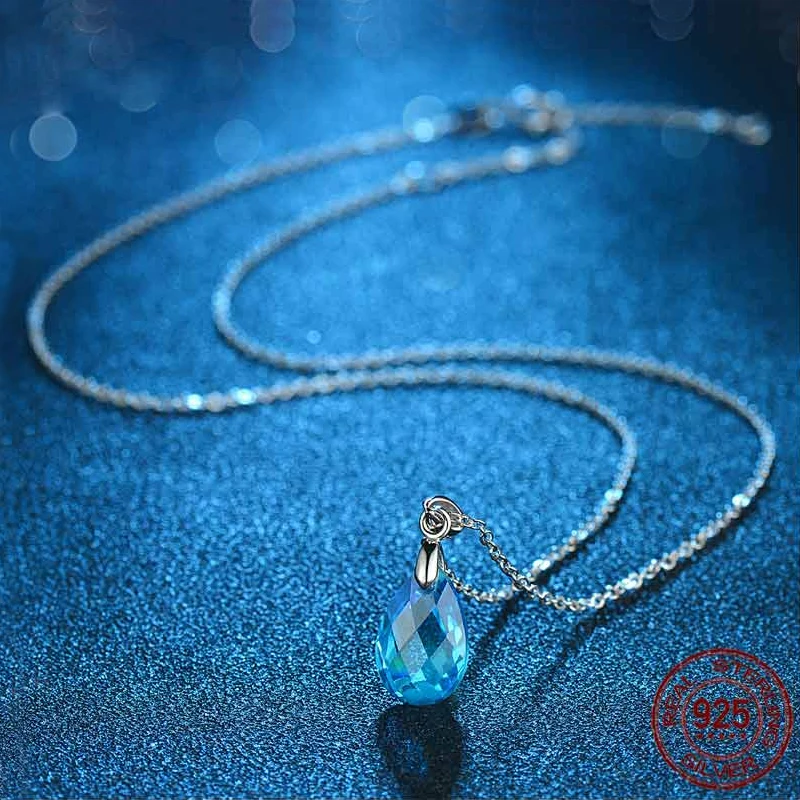 Женское Ожерелье TONGZHE из чистого серебра 925 пробы с подвеской в виде капли воды