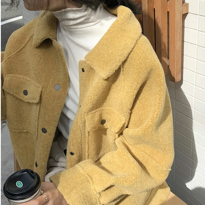 YOCALOR 2020 плюшевый мех весеннее пальто из искусственной овчины Женские базовые