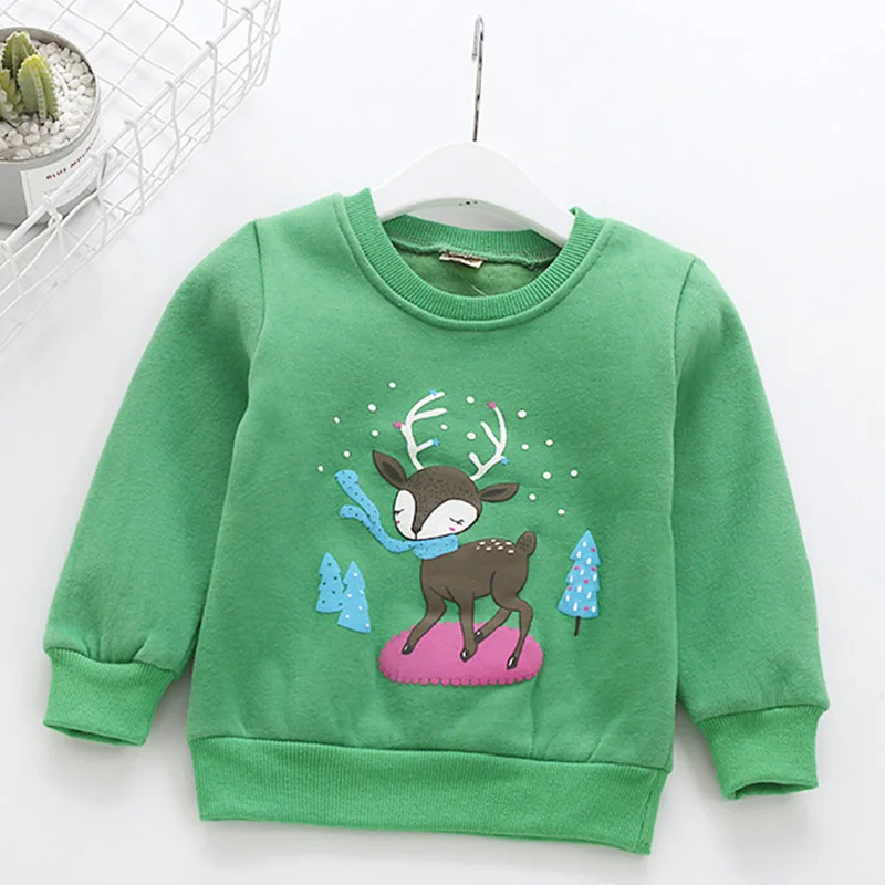 Толстовка с рисунком оленя для маленьких девочек топ 2019 года осенне-зимняя