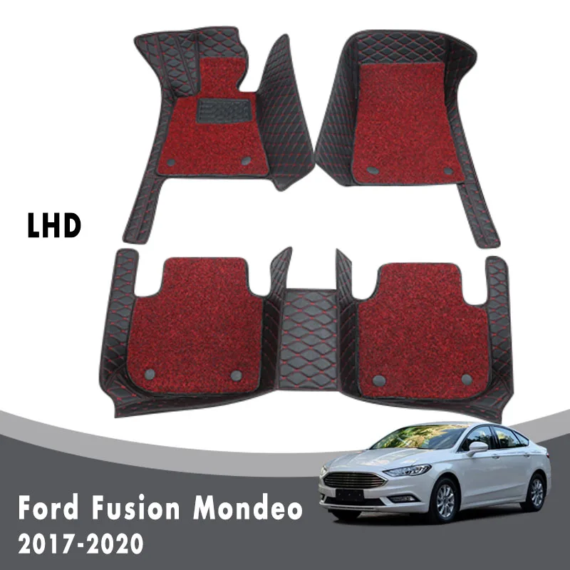 Для Ford Fusion Mondeo 2020 2019 2018 2017 автомобильные коврики Роскошные двухслойные провода петли интерьерные Водонепроницаемые кожаные ковры