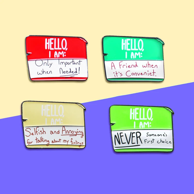 Мультяшная этикетка юмора брошь с картой памяти HELLO I AM эмалированная Булавка С