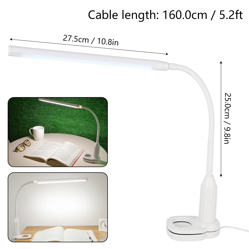 24LED защитный зажим для глаз настольная лампа 5 Вт 500 лм плавное затемнение гибкая
