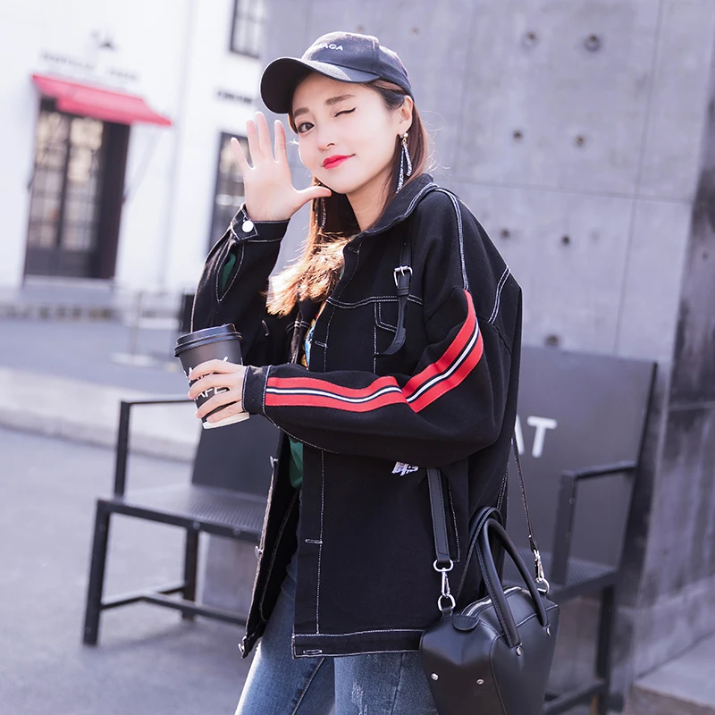 Женское пальто в стиле Харадзюку на осень и весну новое Свободное с принтом