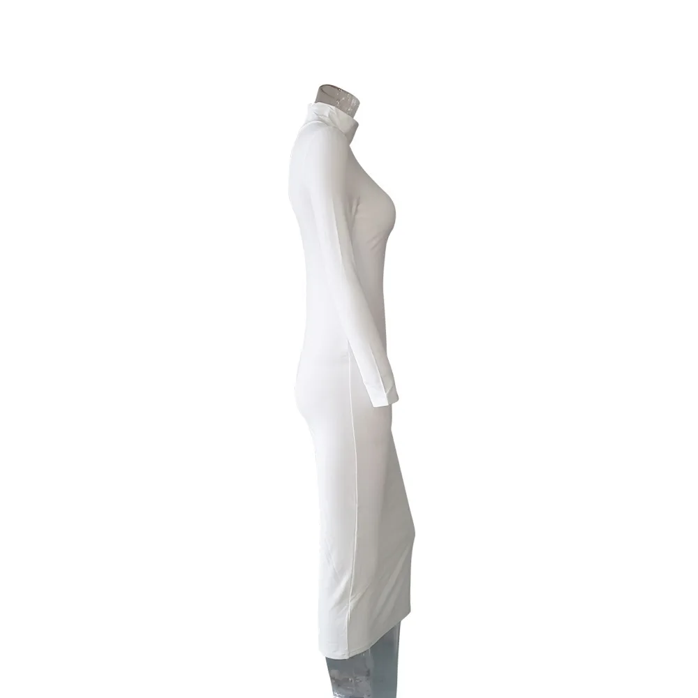 

Long Sleeve Autumn High Collar Dress Party Sexy Hip Up Bodycon European Style Women Dresses Robe Longue Femme Rz*