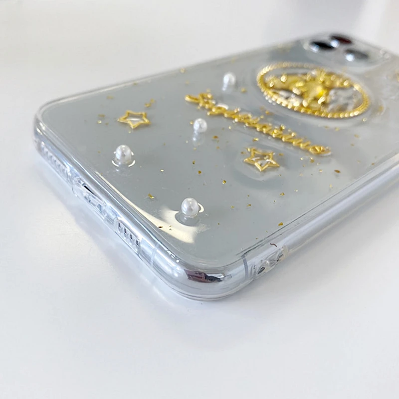 

Cute Cartoon 3D Bear Transparent Phone Case For iPhone 11 Pro Max Case SE X XR XS Max 7 8Plus Bling Glitter Gold Foil Soft Cover