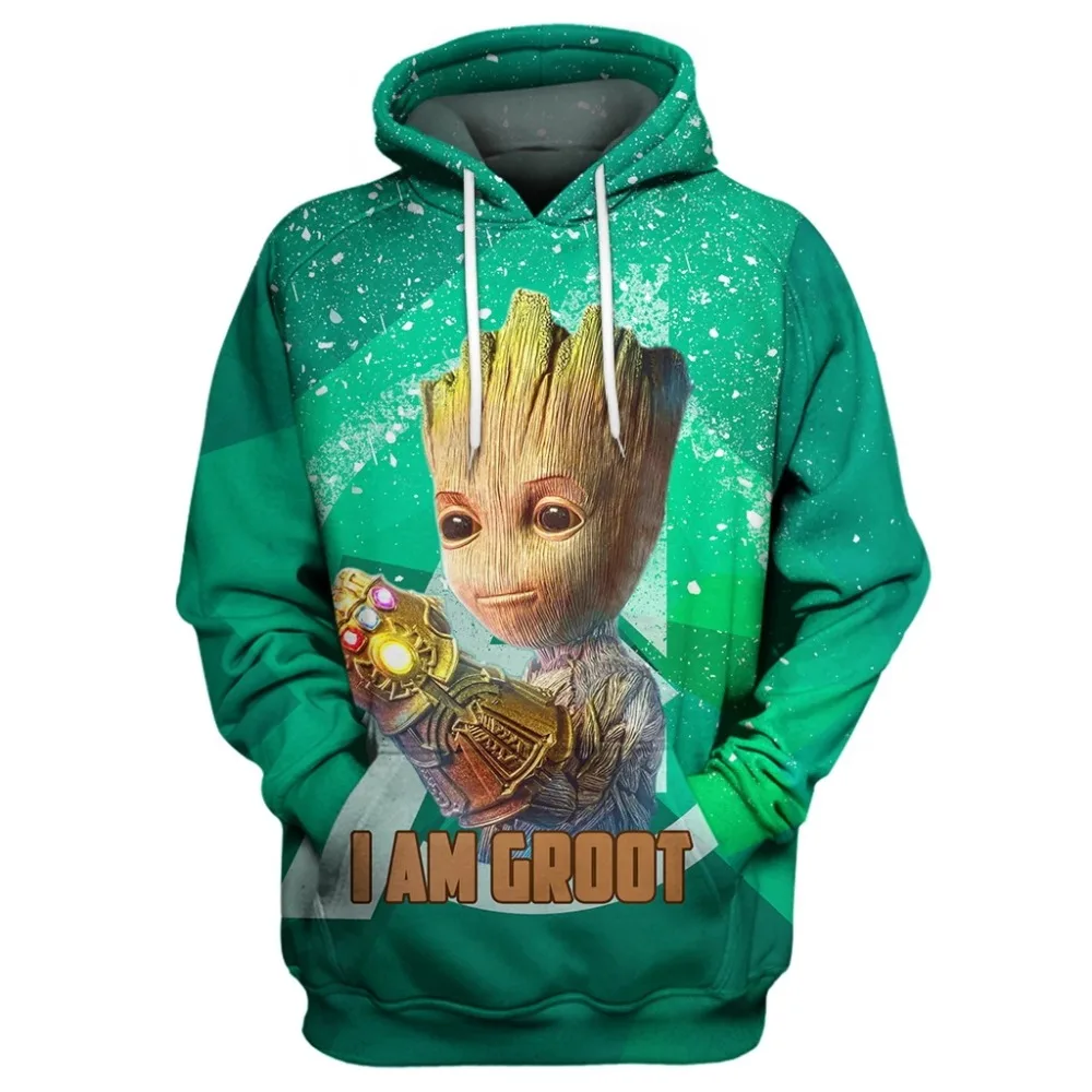 Liumaohua Модные мужские толстовки с капюшоном Marvel Мстители I Am Groot 3D принт Милая