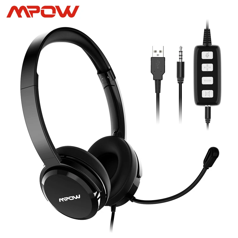 Mpow HC2 проводные наушники с микрофоном для колл-центра Skype 3 5 мм разъем/USB Moise Reduction