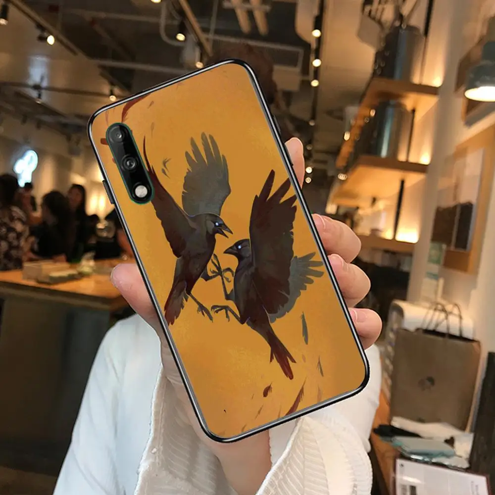

Crow Personality Clear Phone Case For Huawei Y 5 6 7 8 9 A P S Pro 2020 2019 Black Etui Coque Hoesjes Comic Fashion
