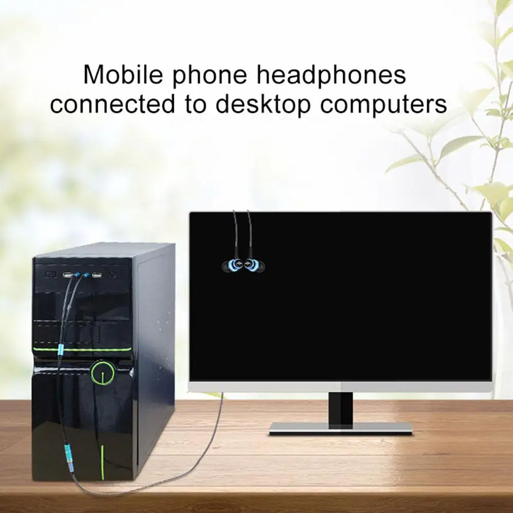 Аудиокабель-разветвитель 3 5 мм для компьютерного разъема 1 штекер на 2 гнезда