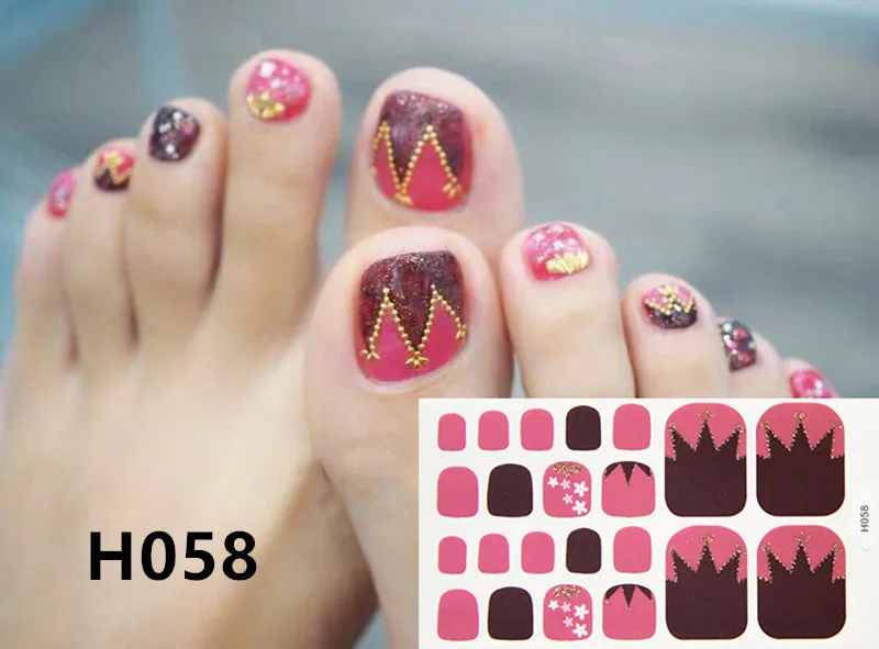 H058 22 типса/Лист наклейки для ногтей DIY наклейки-лак Блестящий плед Типсы Маникюр ногтей Обертывания дизайн полный носок Декор - Цвет: H058