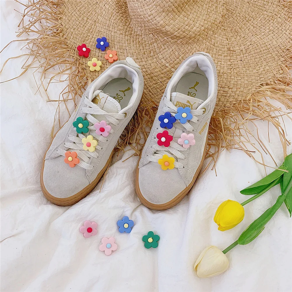 Фото 10 шт./упак. случайный Цвет модные и милые аксессуары для обуви с цветочным