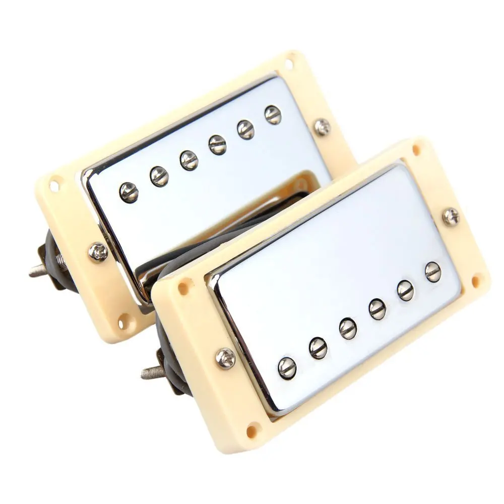 

2 шт./компл. Пикап для электрогитары Humbucker, хромированный захват моста для шеи 50 мм + 52 мм с кольцом для электрогитары LP Style Chrome