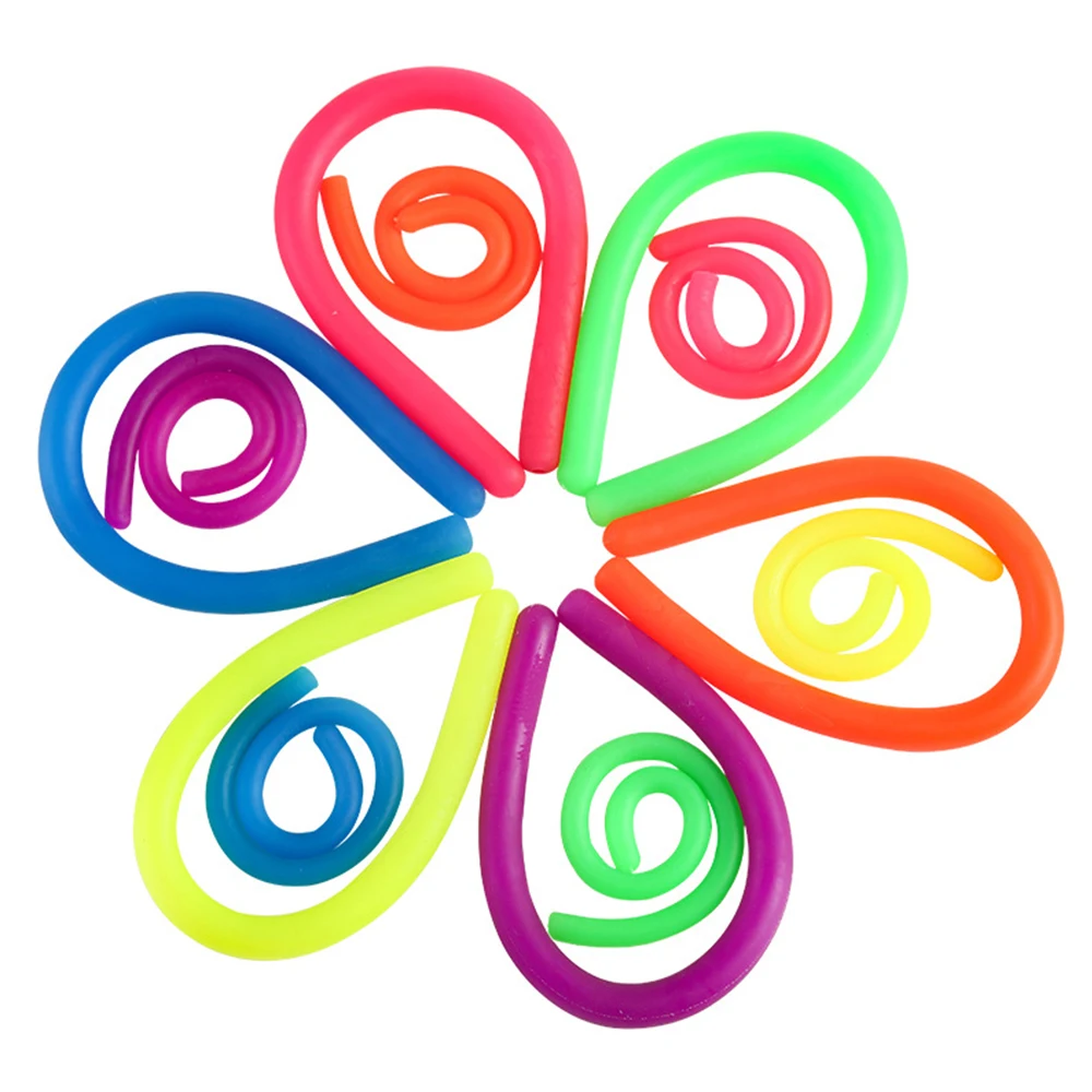 

6pcs/lot Soft Rubber Noodle Elastic Rope Fidget Toys Stretch String Decompression Pocket Toy Stretchy String Fidget Relief Stres