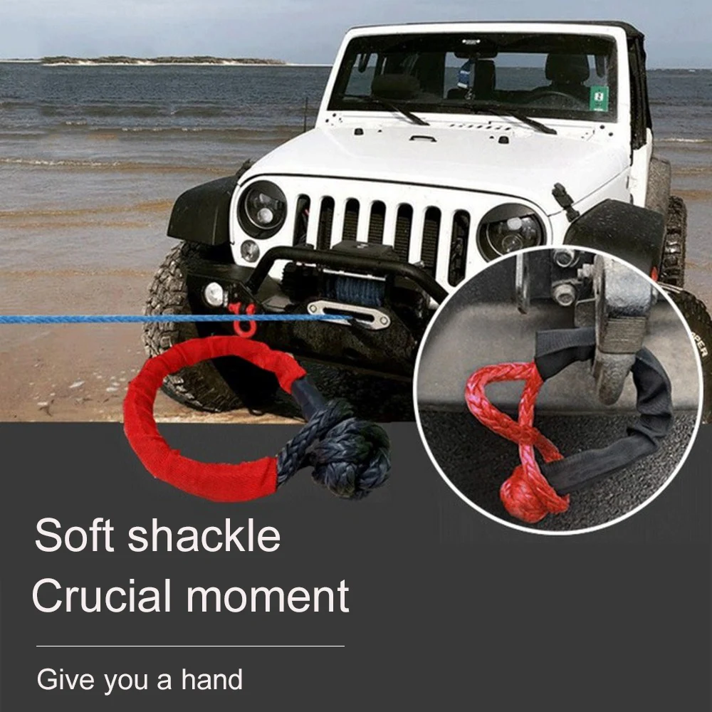 

2PCS Car Soft Shackle Rope Synthetic Tow Recovery Strap 33,000LBs 15T New