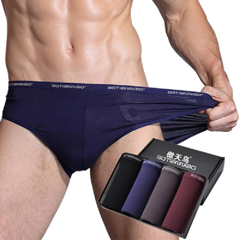4PCS/lot 5XL Modal Men's Underwear Briefs Breathable Man underpants Briefs Panties Male Underwear Comfortable Shorts Men Briefs