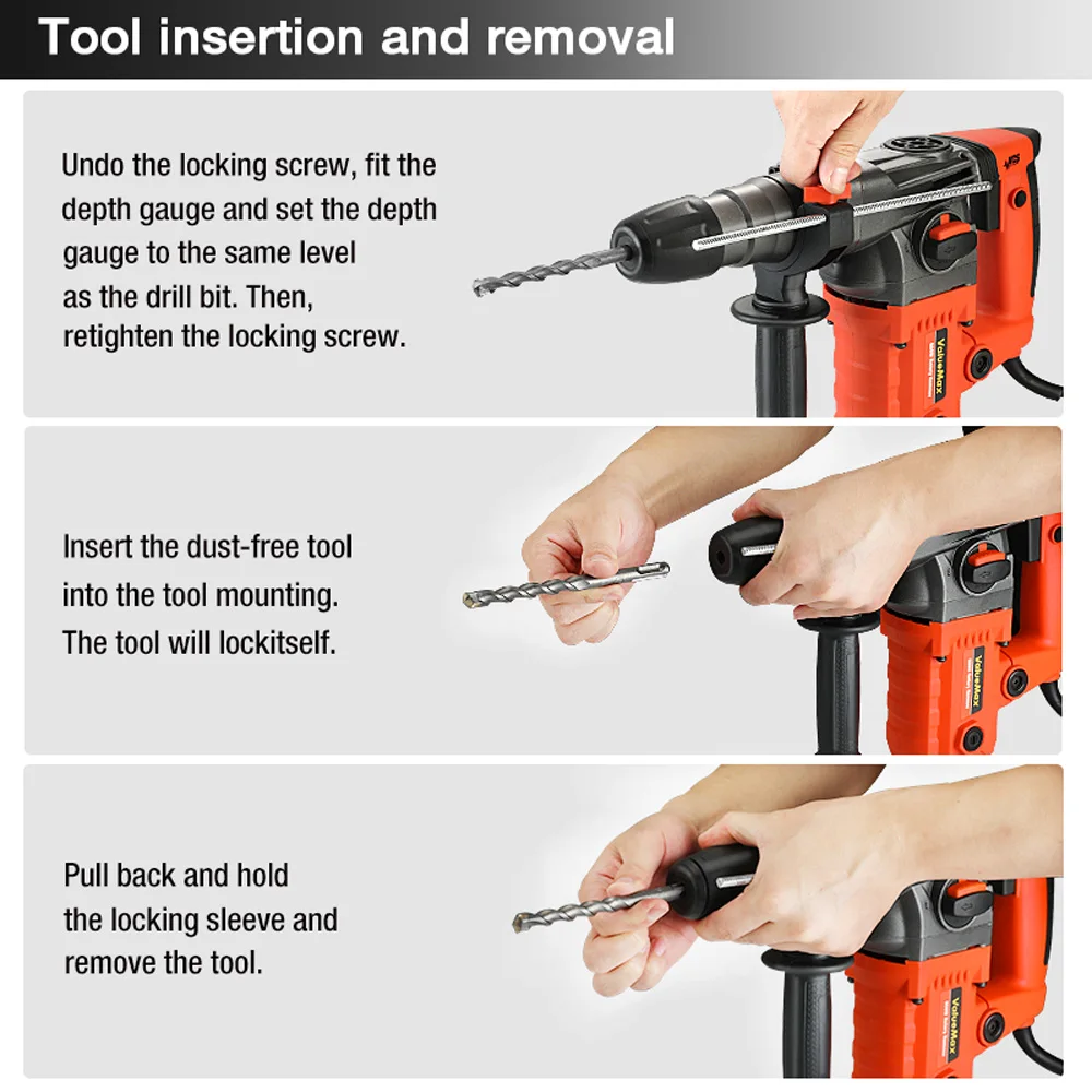 ValueMax 900 Вт дрель с вращающимся молотком (VDE Plug) тяжелый электрический проводной