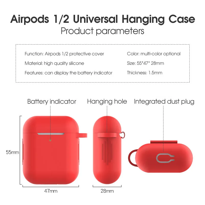 Liquid Silicone Headphone Case Dust-proof Drop-proof Protective Cover With Hook Accessories Suitable for Apple Bluetooth Headset |