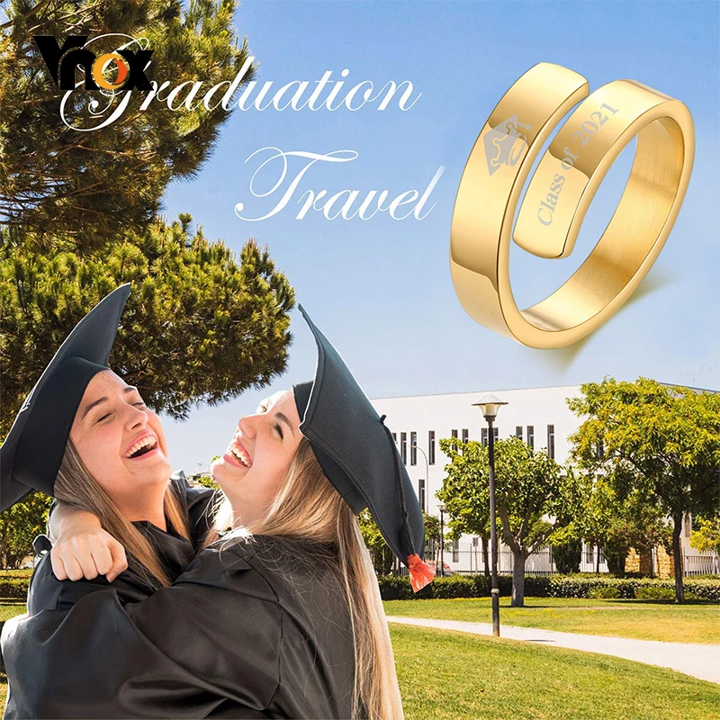 

Women Class of 2021 Graduation Signet Ring,Solid Stainless Steel Personalized Jewelry, Custom College Schoolmate Gift