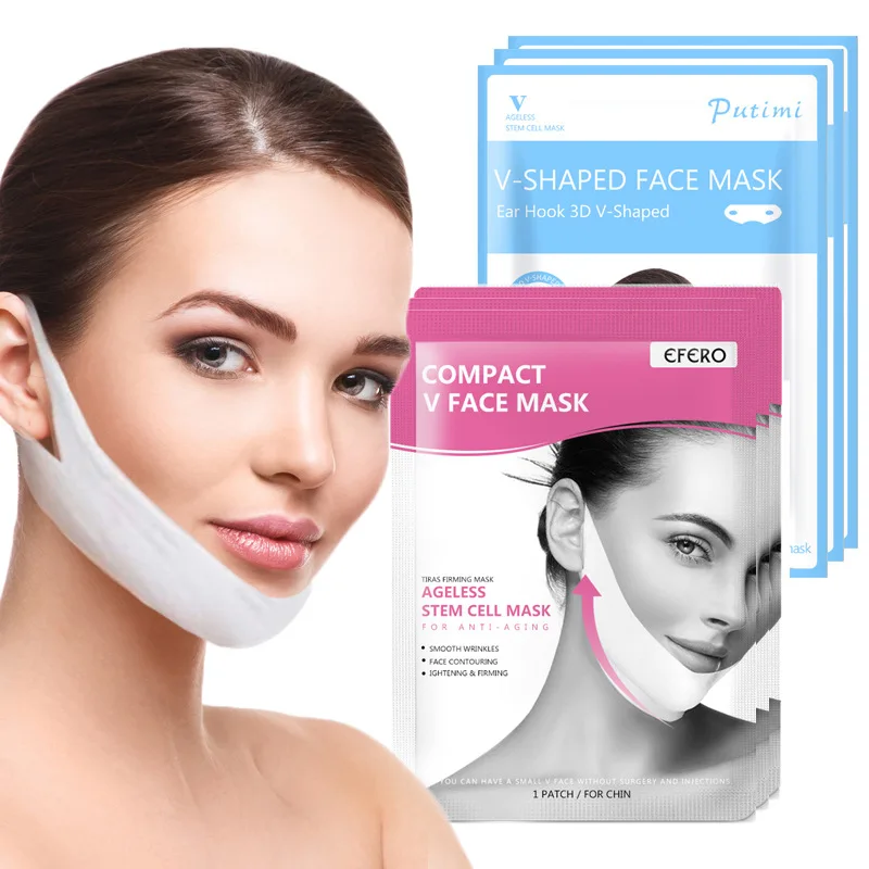 

2PCS Firming Lift Face Mask Chin V Shaped Slimming Mask Chin Check Lifting Firming Anti Wrinkle Anti-Aging V-Shaped Face Masks