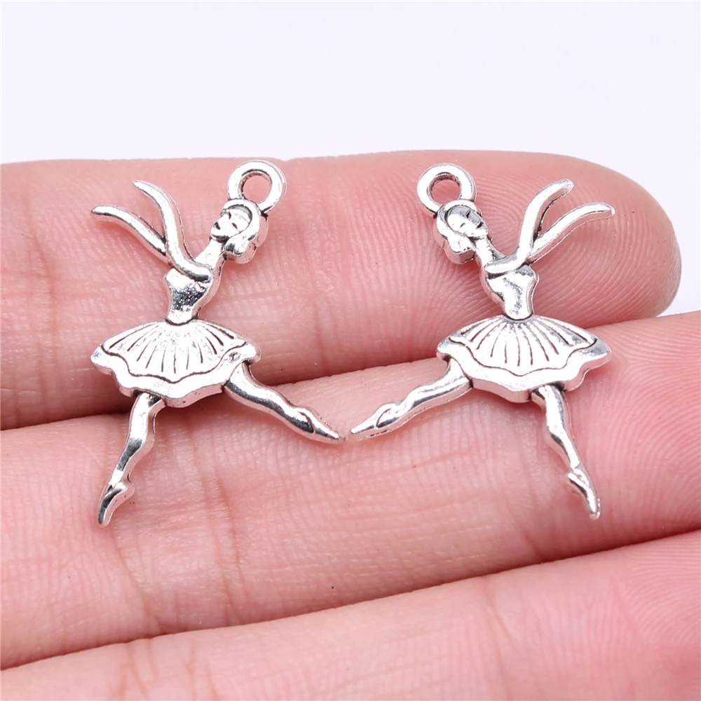 

WYSIWYG 10pcs Charms 28x23mm Ballet Charms For Jewelry Making Antique Silver Color DIY Jewelry Findings Pendant