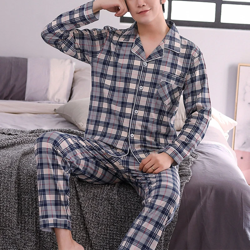 Женская Хлопковая пижама одежда для сна нижнее белье с длинным рукавом