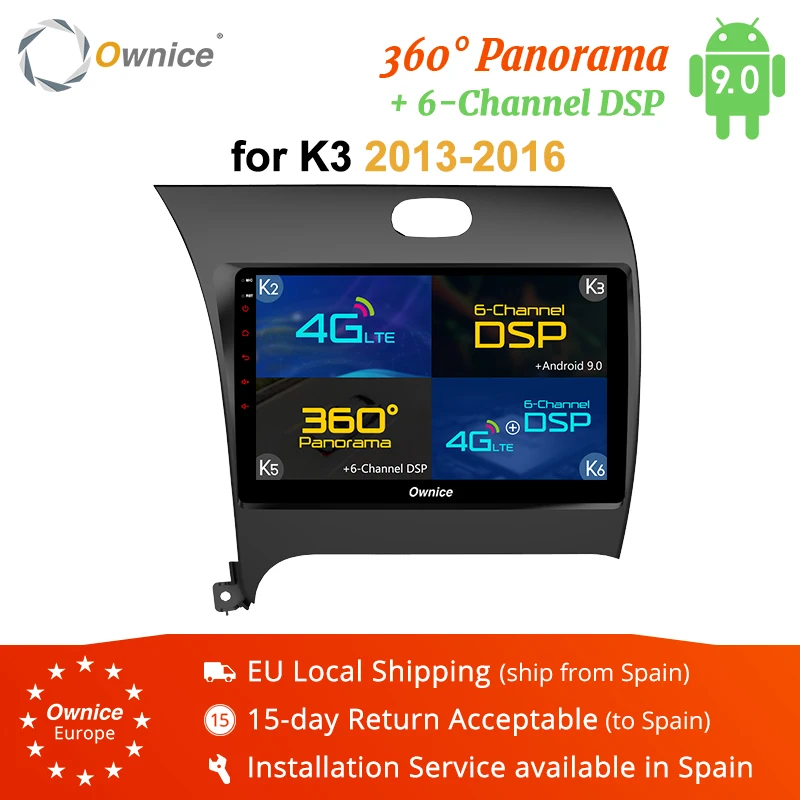 Автомагнитола Ownice Android 9 0 8 ядер для Kia Cerato K3 Forte 2013 2014 2015 2016 4 Гб ОЗУ GPS Navi k3 k5 k6 DSP |