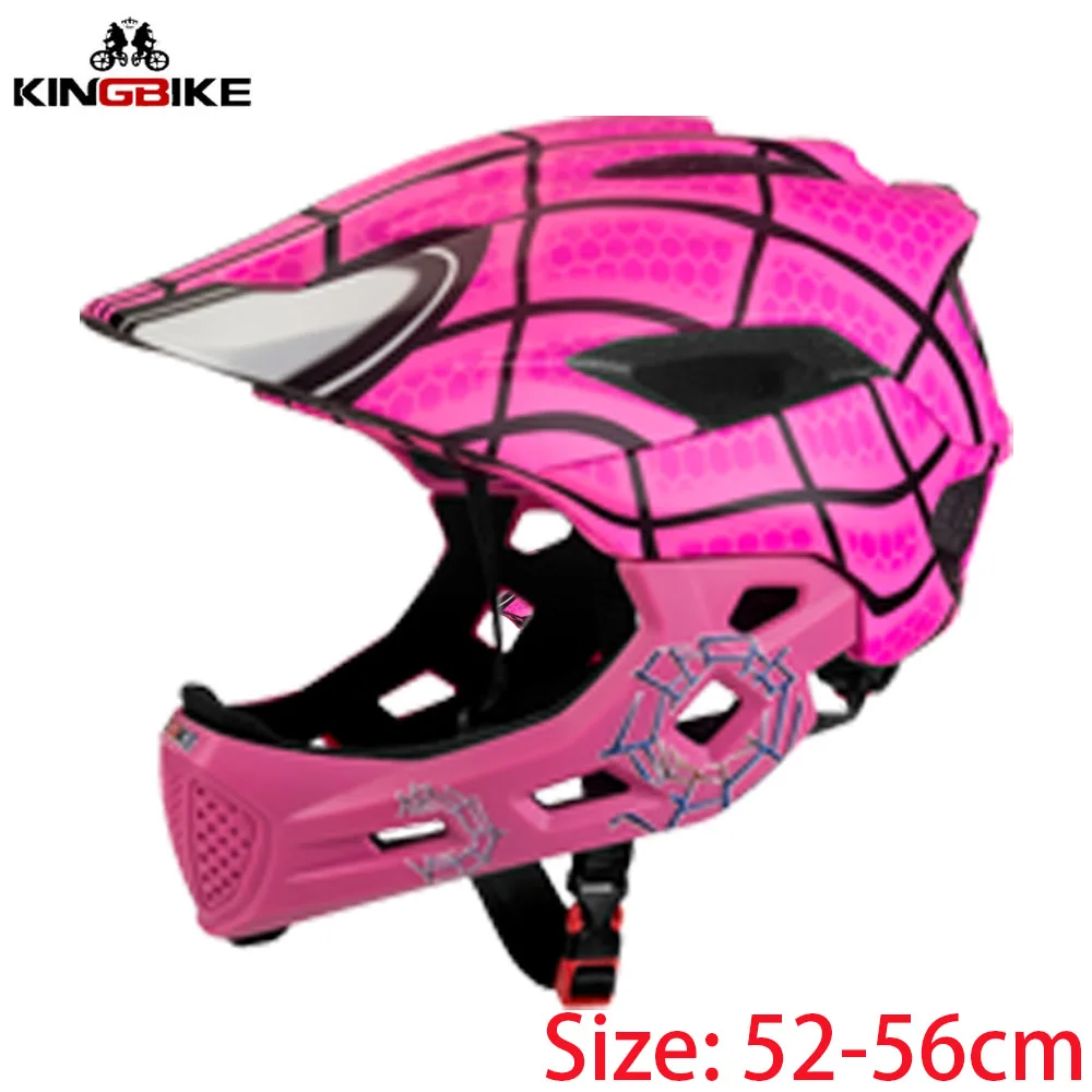 J-266-Rose Red Велосипедный шлем KINGBIKE MTB с полным лицом, Детский велосипедный шлем, Детский защитный шлем для верховой езды, скейтборда, шлем для роликов, спортивный защитный шлем - Цвет: J-266-Rose Red