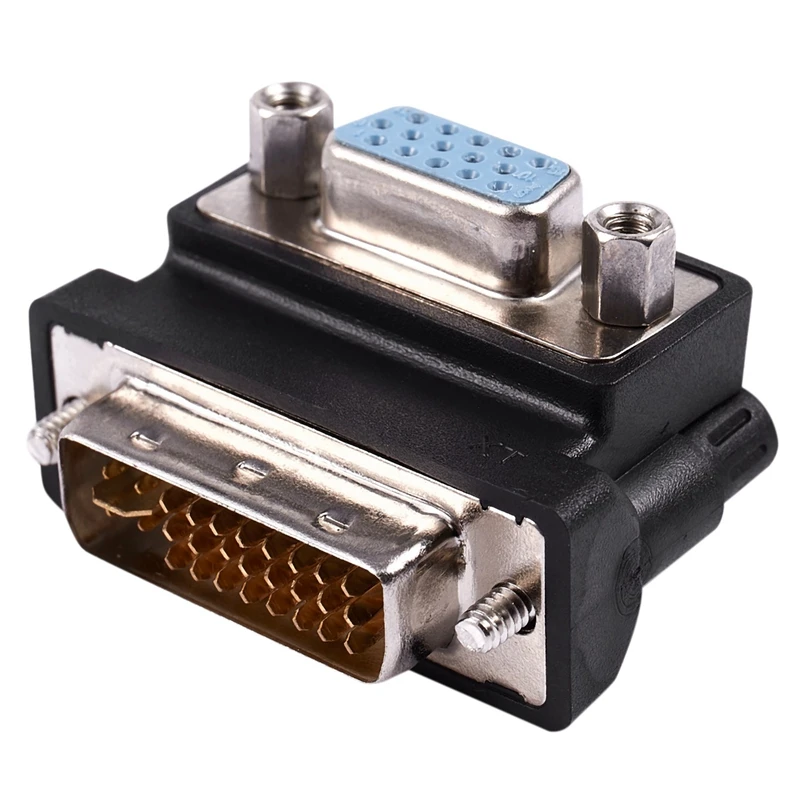 DVI I 24 + 5 контактный штекер для VGA 15 гнездовой 90 градусный переходник черного