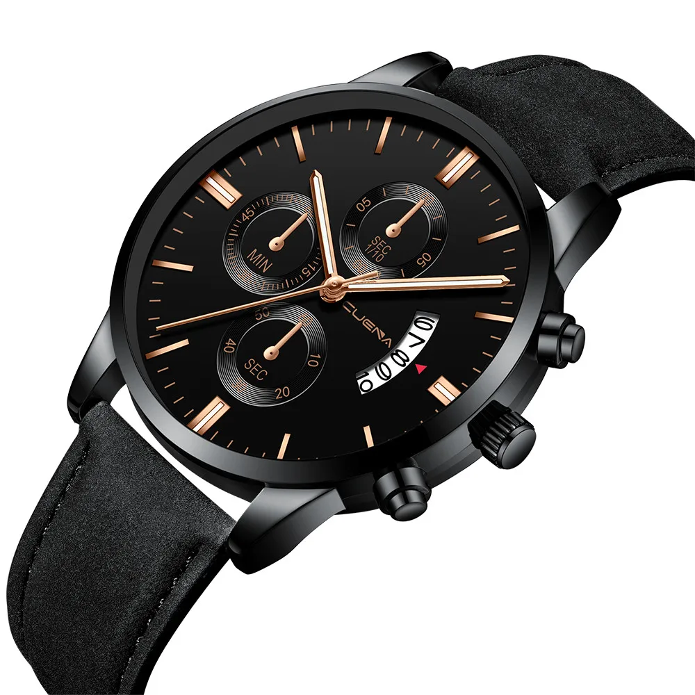 

Reloj Hombre Watches Men Luxury Fashion Sport Stainless Steel Case Leather Band Watch Quartz Analog Wrist Watch F3