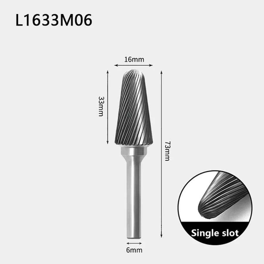 

1 шт. Г-образный карбидный роторный напильник L LX1228M06 коническая купольная Вольфрамовая сталь фреза сплав Шлифовальная головка гравировальные инструменты 6 мм