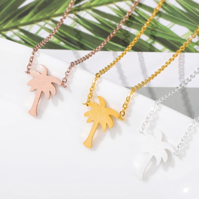 V привлечь Лето 2017 г. Jewelry Нержавеющая сталь простой Palm Tree Цепочки и ожерелья