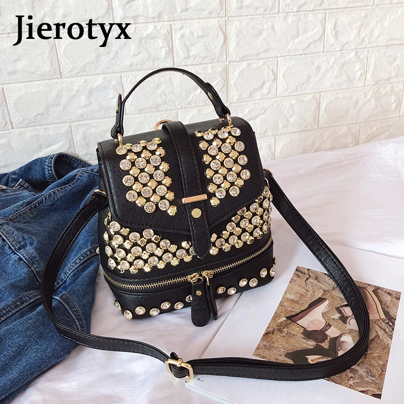 JIEROTYX, Новое поступление, элегантный дизайн, из искусственной кожи, женская модная сумка на плечо с бриллиантами для девочек, Повседневная дорожная женская школьная сумка