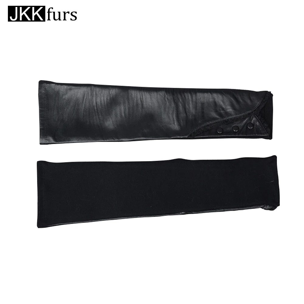 

New Arrivals Womens' Genuine Sheepskin Leather Gloves Long Opera Black Evening Party Fingerless Mittens S2075