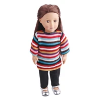 18 inch american doll girls long sleeves colorful black pants newborn baby toys accessories fit 40 43 cm boy dolls gift c162