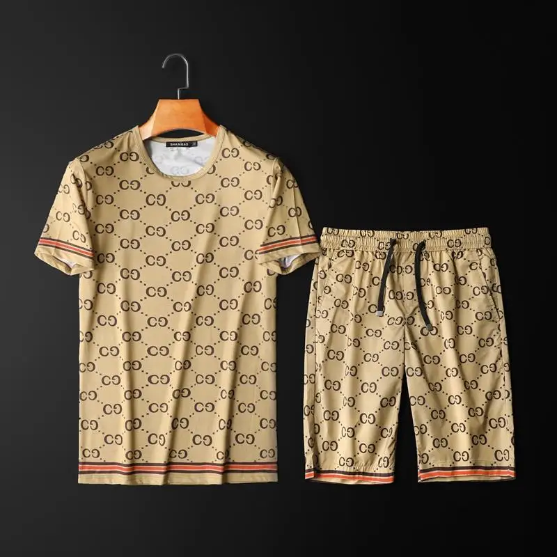 

Leisure Outfits men's summer new printed short sleeve T-shirt shorts casual Outfits ice silk quick-drying two-piece Outfits