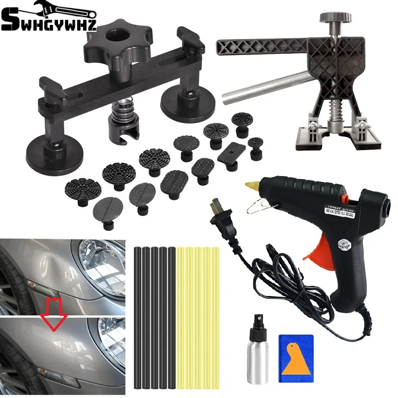 

Car Body Paintless Car Hail Damage Dent Remover Repair Kit Auto Dent Puller Tools with Hot Melt Glue Gun Glue Sticks